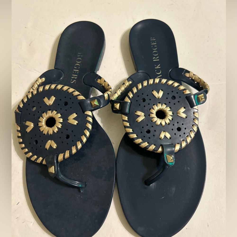 JACK ROGERS Sandals Flip Flops
Navy Thong Jelly Rubber size 8